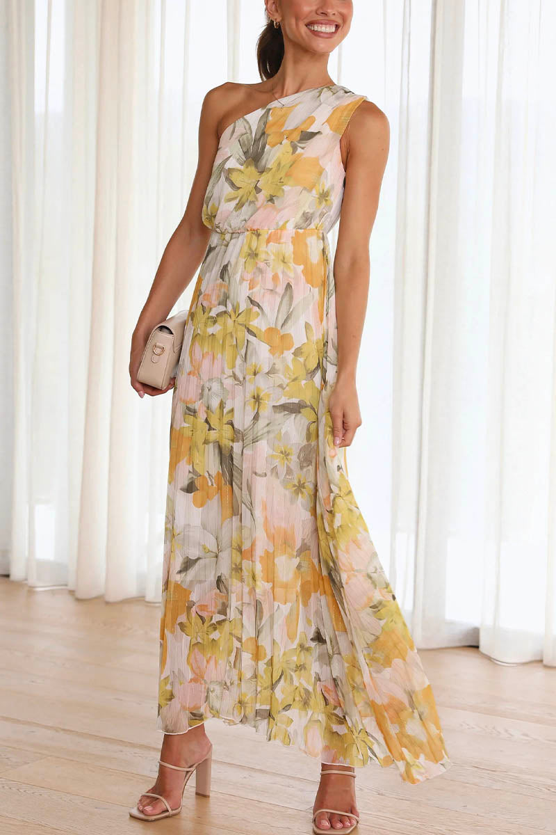 Maria Minimalist Printed Dress with Dropped Sleeves Premium Wardrobe Essential