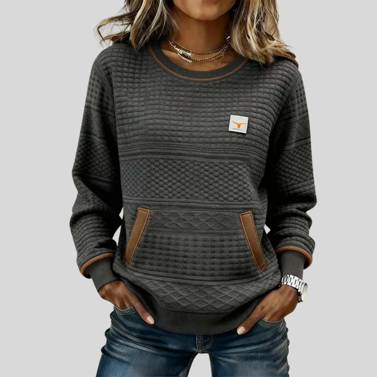 Orsolya | Crew Neck Colorblock Sweatshirt