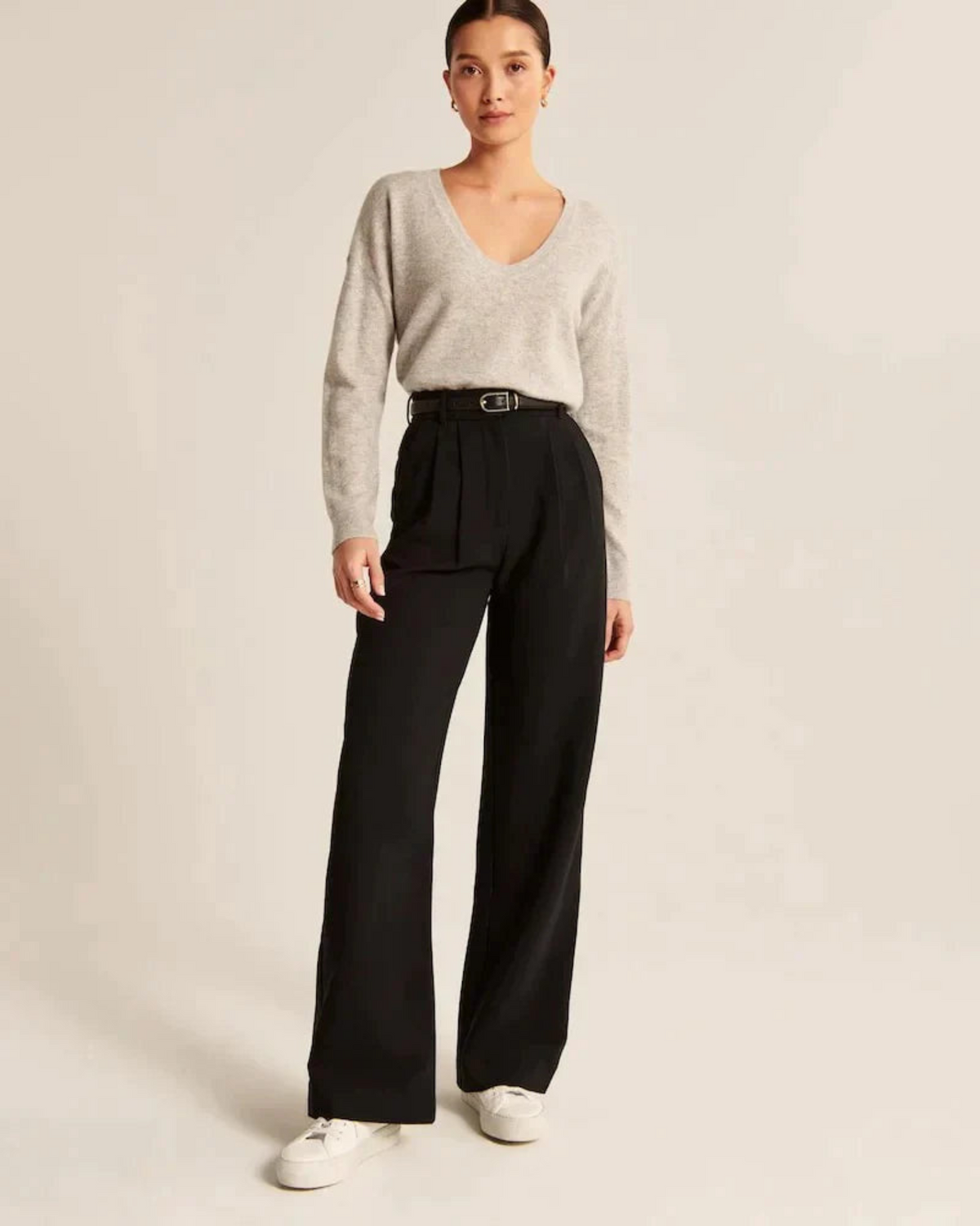 High Waist Pleated Wide Leg Trousers