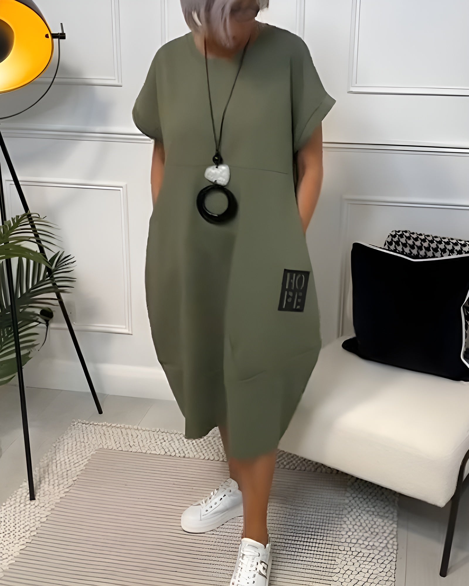 Cleo - Stylish Short Sleeved Dress Green