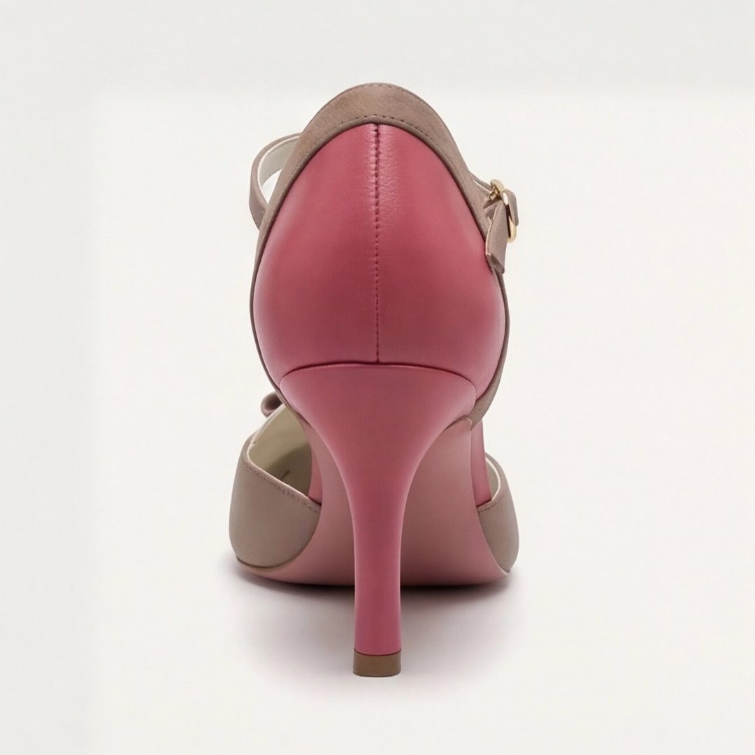 Round Toe Ankle Strap Bow Stiletto Heel Pumps