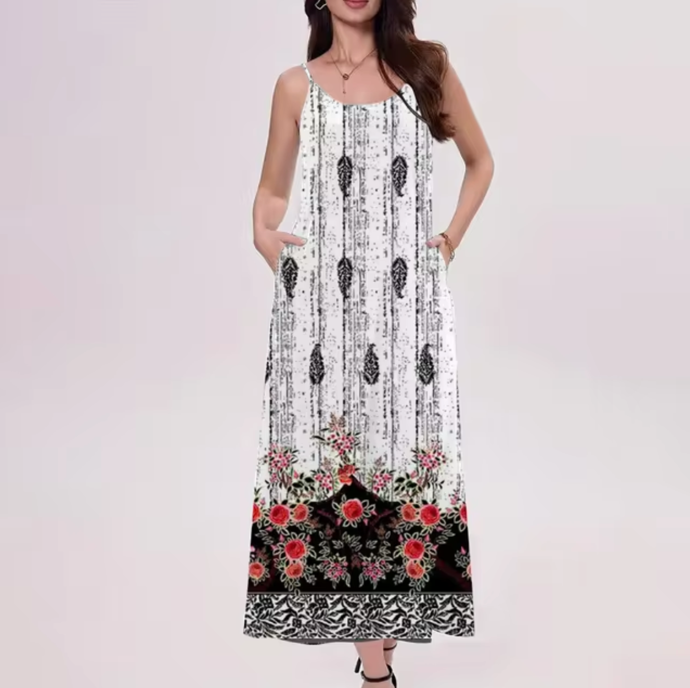 Vilma Timeless Printed Long Dress Elevated Occasion Wear
