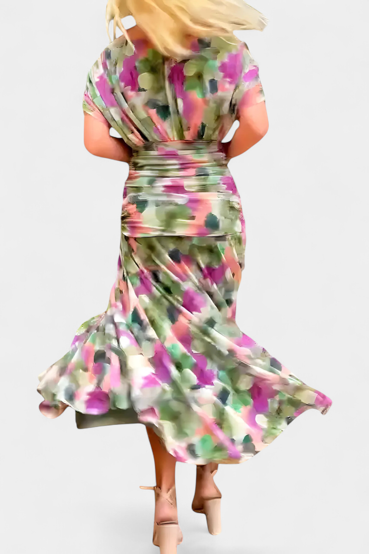 Chiffon Off Shoulder Twist Front Ruched Maxi Dress 20
