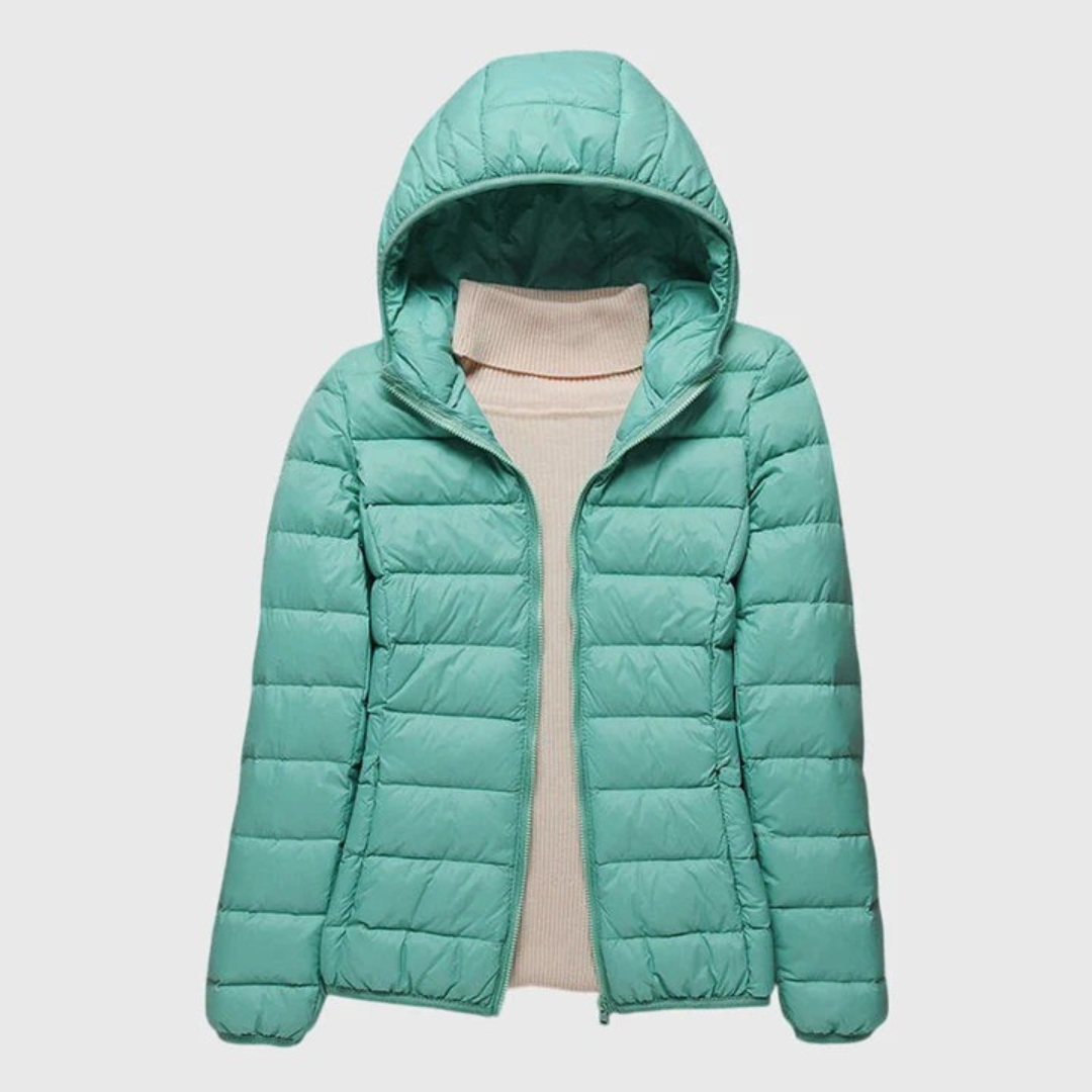 Hooded Zip Front Lightweight Quilted Puffer Jacket