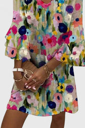 Floral V-Neck Ruffle Sleeve Mini Dress 2