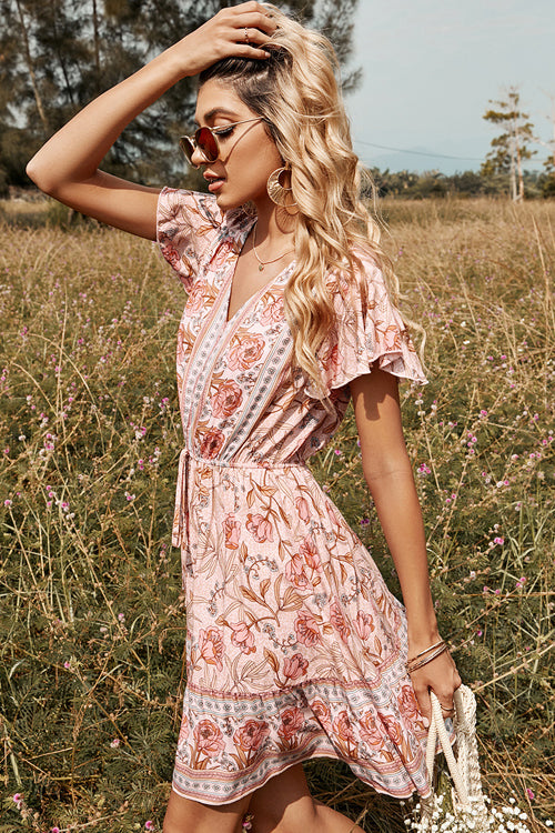 Blooming Bouquet Floral Print Mini Dress - 2 Colors Pink