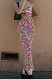 Wonderfully Refined Floral Print Lace Maxi Dress - View 2