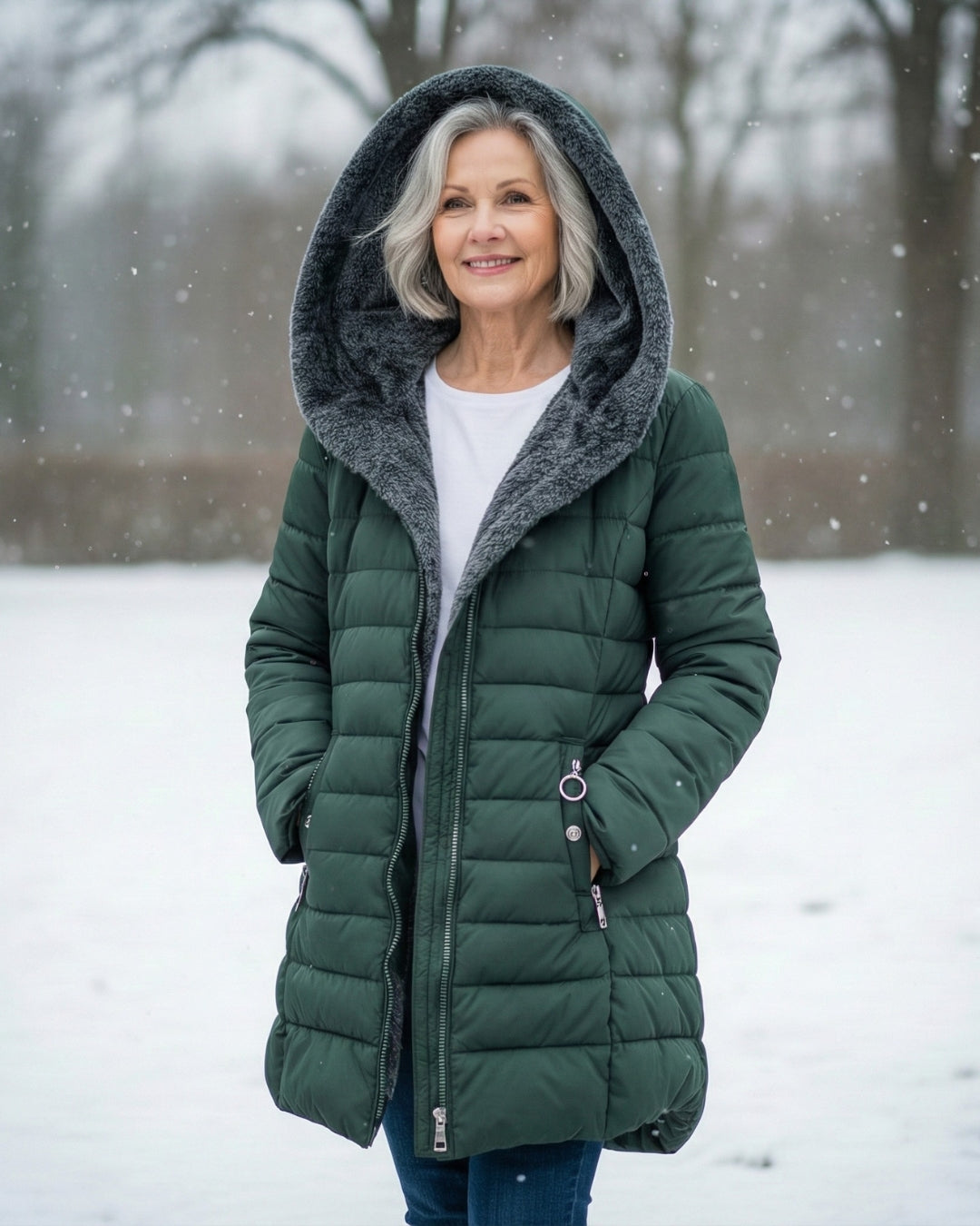 Hooded Faux Fur Lined Quilted Longline Puffer Coat