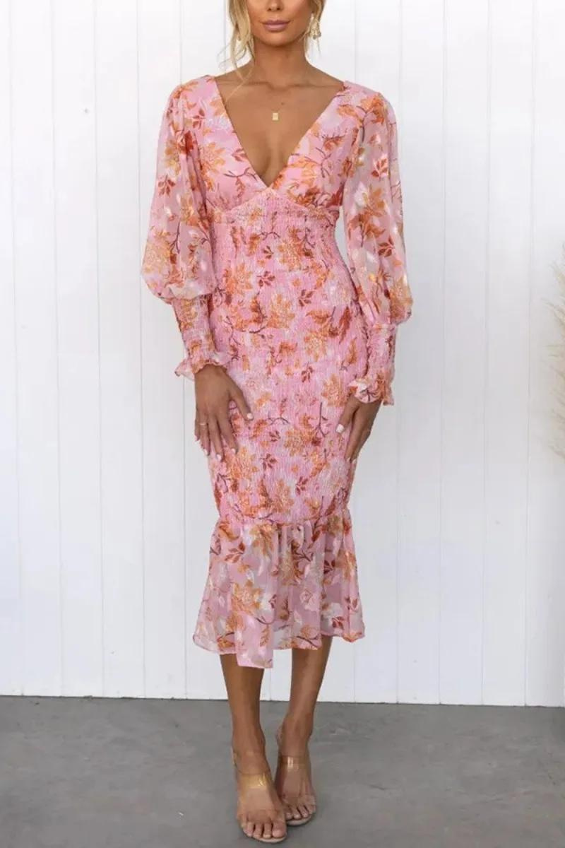Jacinta Premium Flower Print Midi Dress Statement Occasion Edit