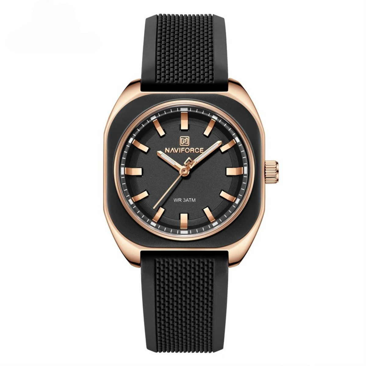 Silicone Strap Tonneau Case Analog Wrist Watch