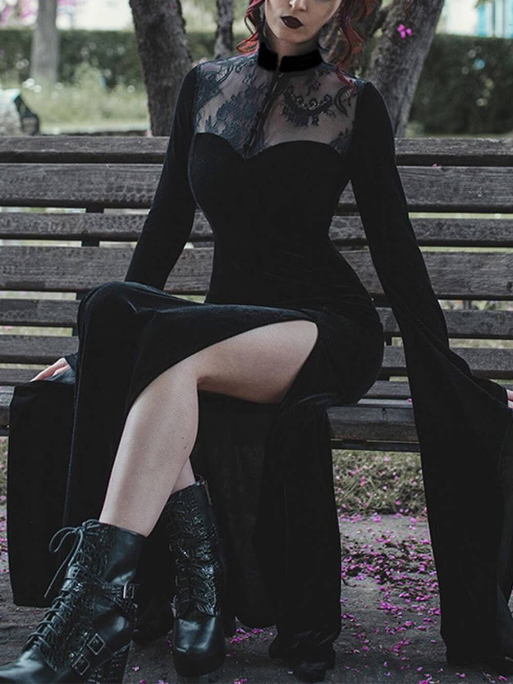 Halloween Glamorous Slit Skirt Witch Maxi Dress