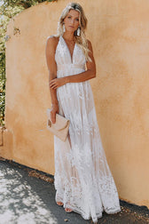 Angel in Disguise Lace Floral Backless Maxi Dress - 3 Colors - View 4