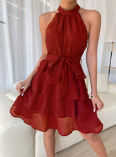 Sleeveless Ruffled Dress S / Red Party Dresses-L