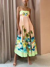 Sling Printed Stylish Casual Midi Dress Multicolor / S Dresses