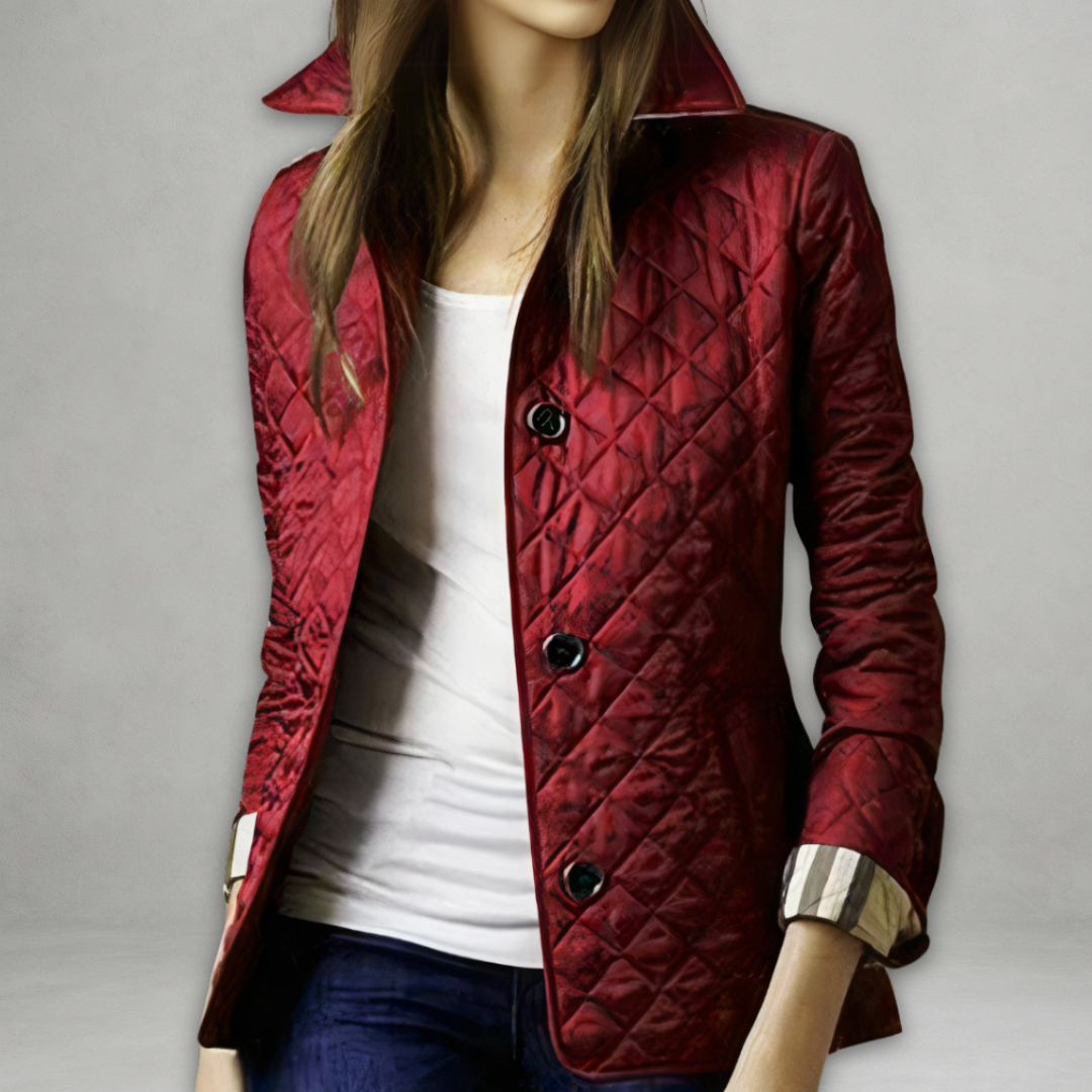 Diamond Quilted Button Front Collared Jacket