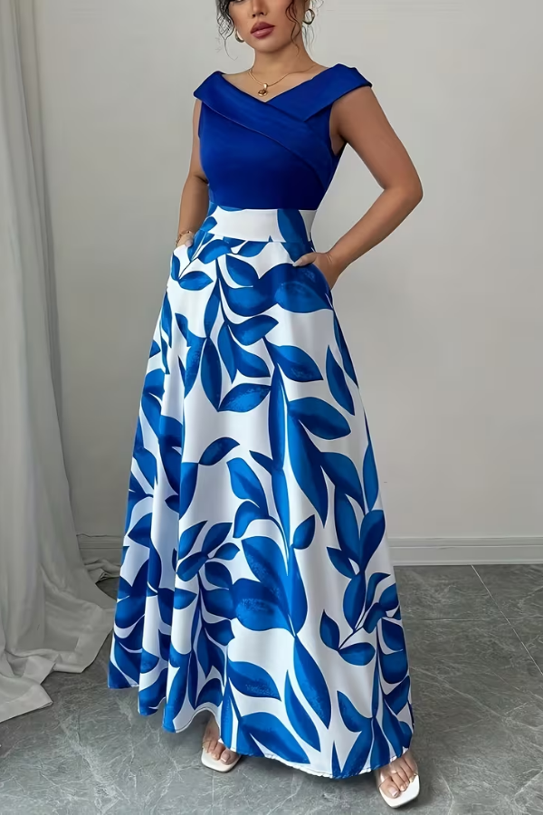Floral Print Pocket A-Line Maxi Dress