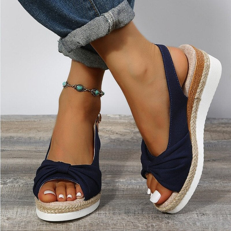 Peep Toe Slingback Espadrille Wedge Sandals