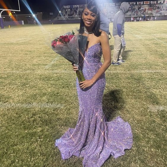 Purple Sequin Mermaid Long Prom Dress Evening Dress cc1035