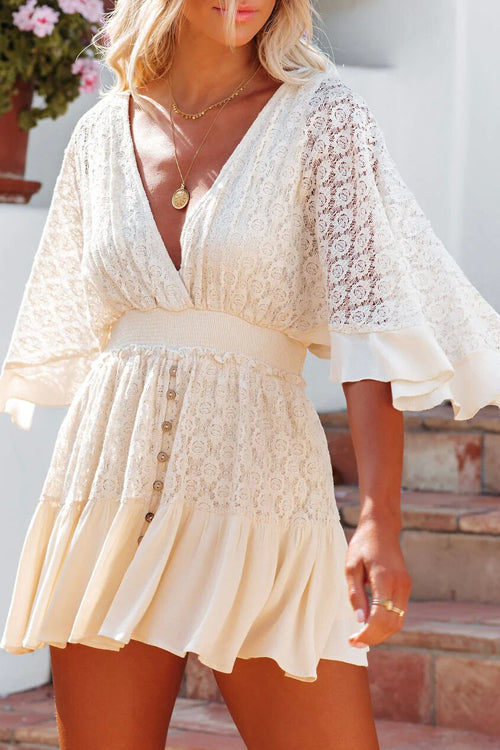 Dreamy Date Lace V-Neck Mini Dress - View 16