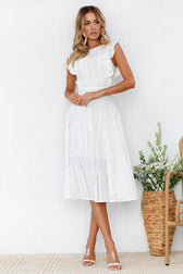 Butterfly Ruffle Sleeve Lace Midi Dress - 2 Colors