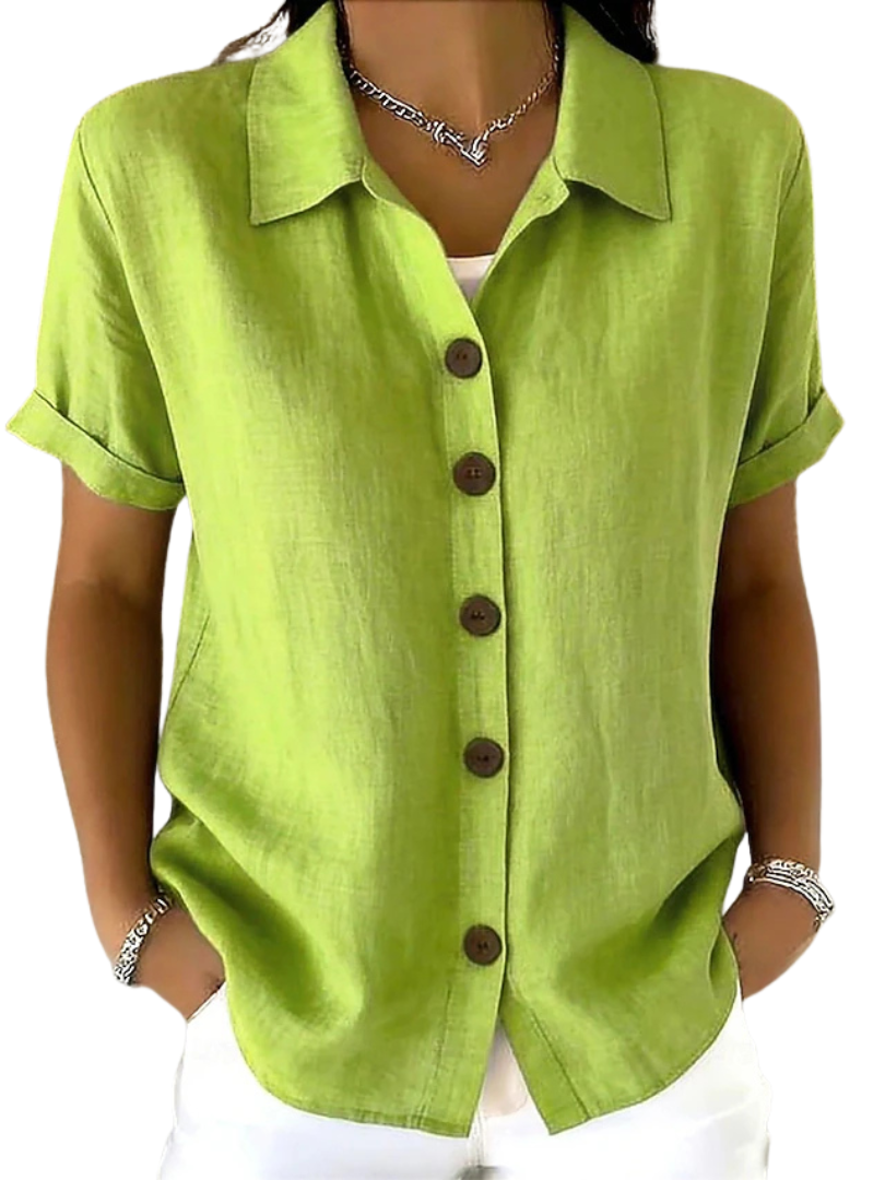 Collared Short Sleeve Button Front Shirt