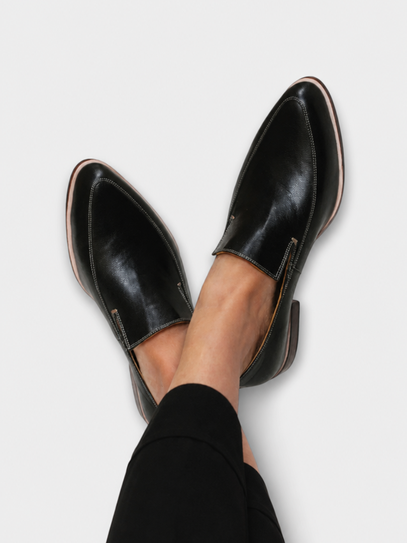 Almond Toe Contrast Stitch Slip On Flat Loafers