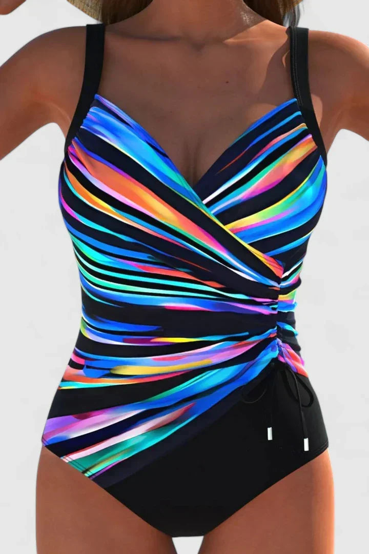 Ruched Wrap Front One Piece Swimsuit