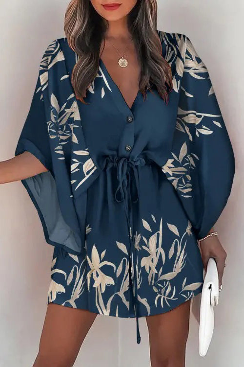 Lost To Love Printed Button Down Mini Dress - 5 Colors Navy