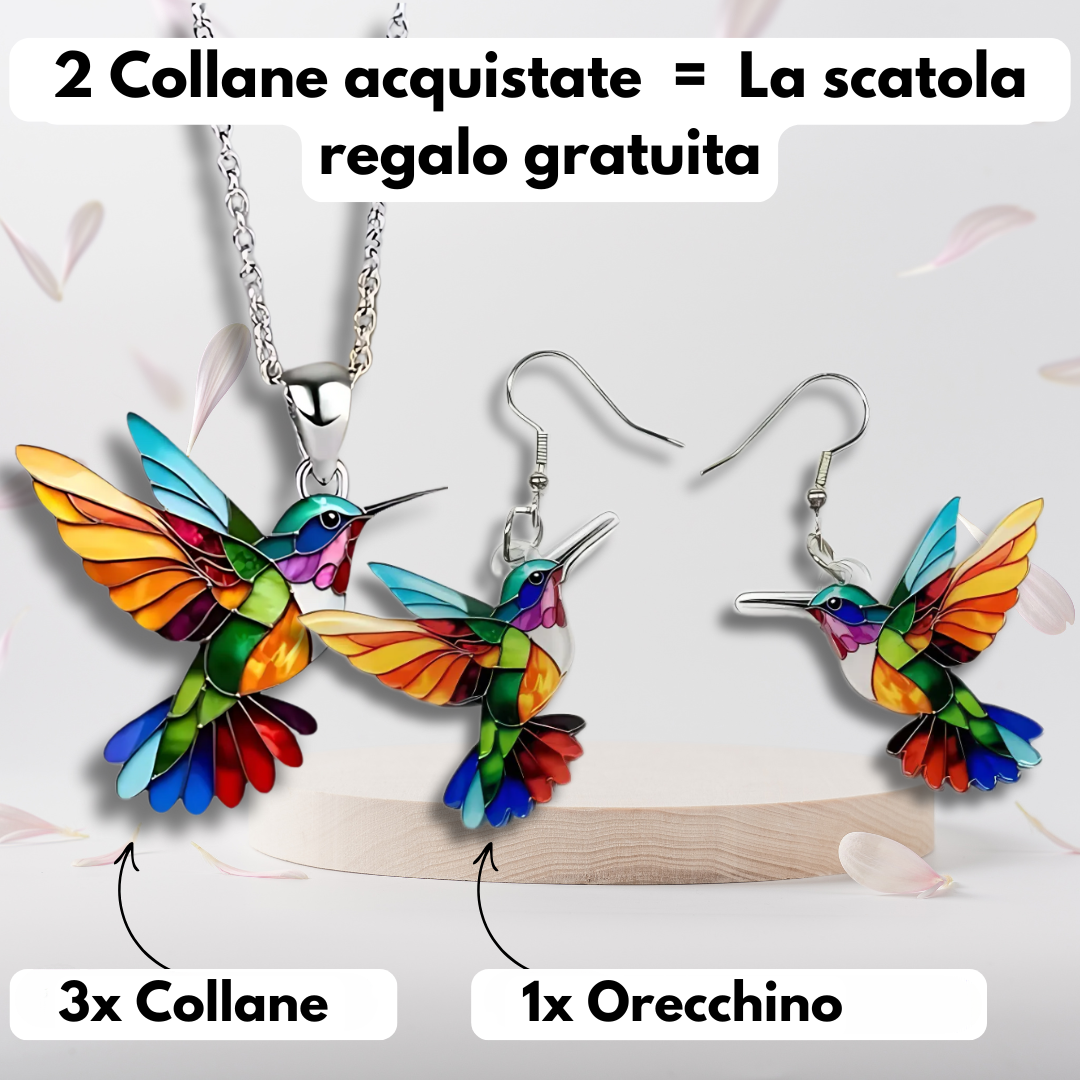 Enamel Hummingbird Pendant Fine Chain Necklace