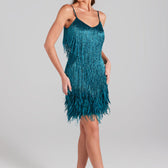 Sequin Fringe Feather V-Neck Mini Dress 12