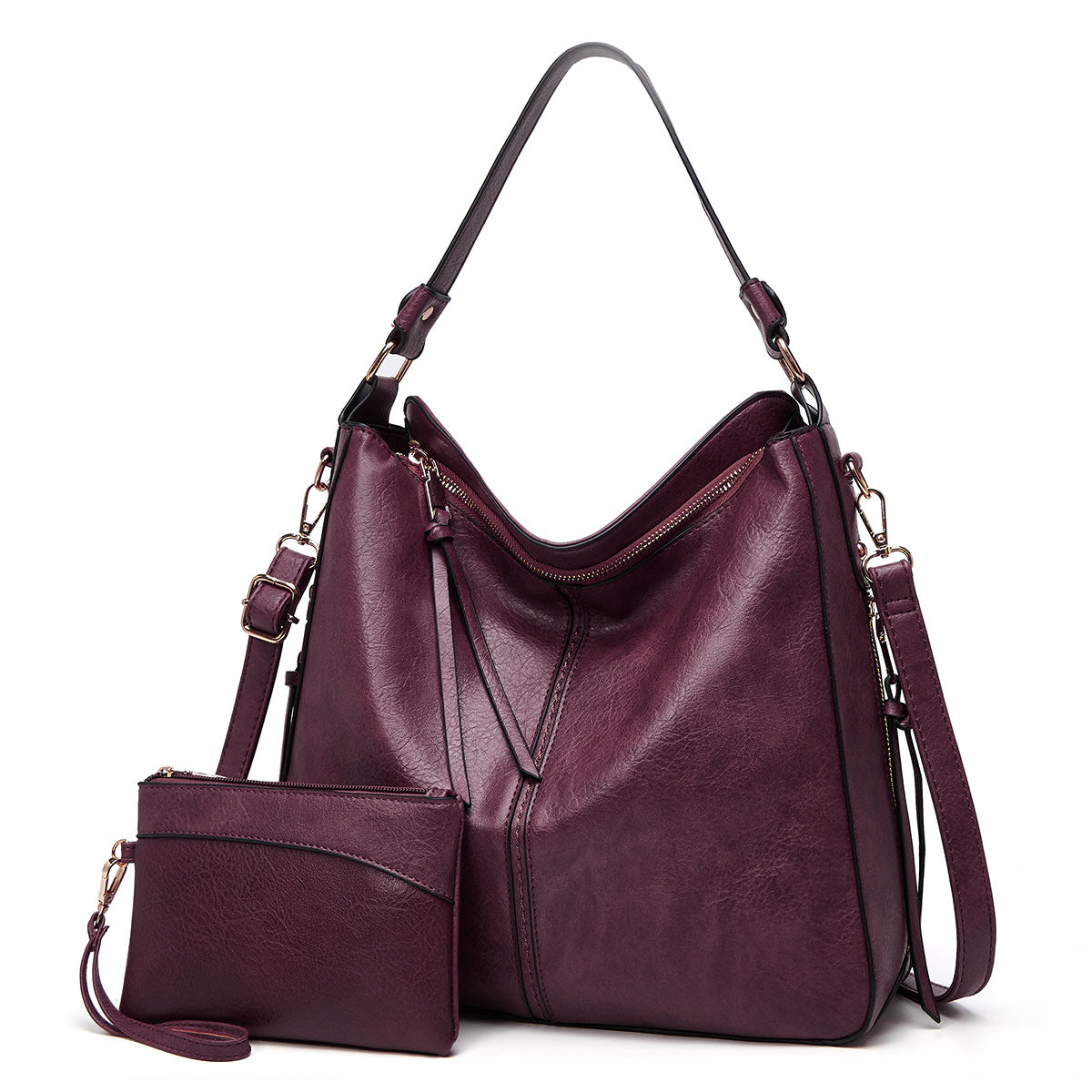 Zip Pocket Slouchy Hobo Shoulder Bag