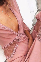 Pink Lace Irregular Hem Maxi Dress - View 6