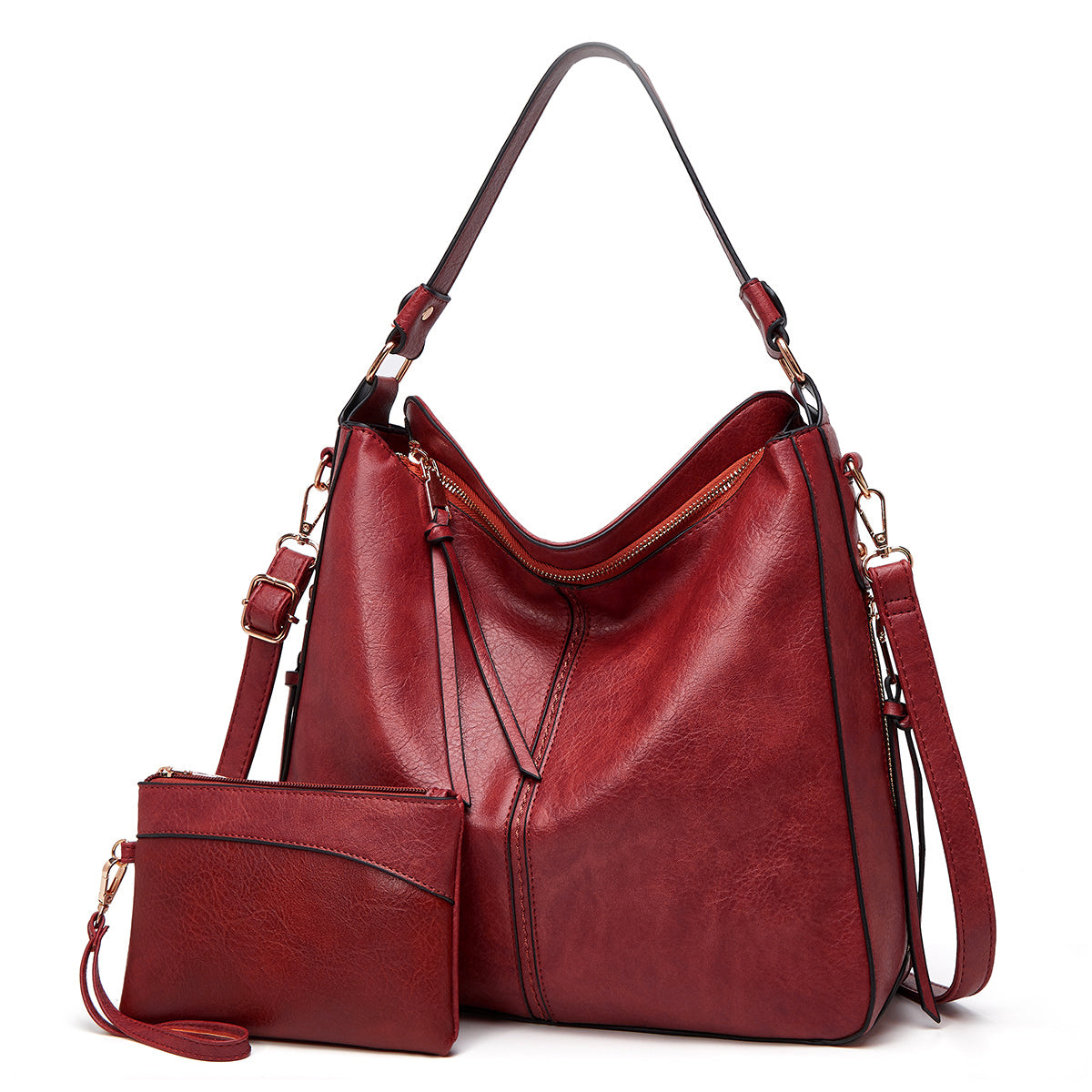 Zip Pocket Slouchy Hobo Shoulder Bag