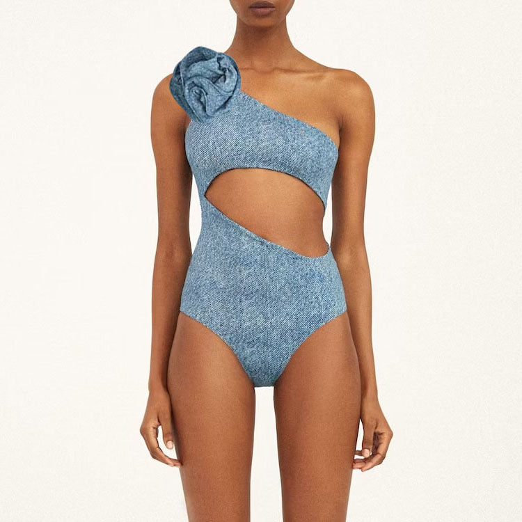 Denim Drip Swimsuit - Blue