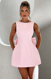 Sleeveless Bow Back Fit and Flare Mini Dress