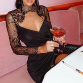 Janele Lace Long Sleeve Ruched Mini Dress 2