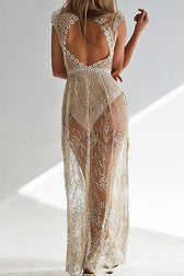 Lace Backless Sparkle Dress - View 5