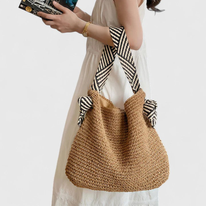 Woven Straw Shoulder Tote Bag
