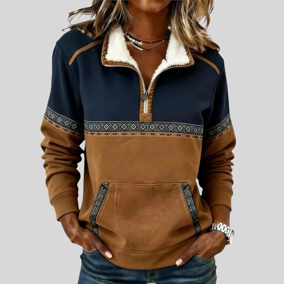 Ismay | Sherpa Collar Half-Zip Pullover