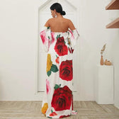 Floral Off Shoulder Smocked Long Sleeve Maxi Dress 6