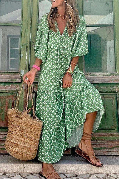 Completely In Love Boho Print Maxi Dress - 6 Colors Light Green