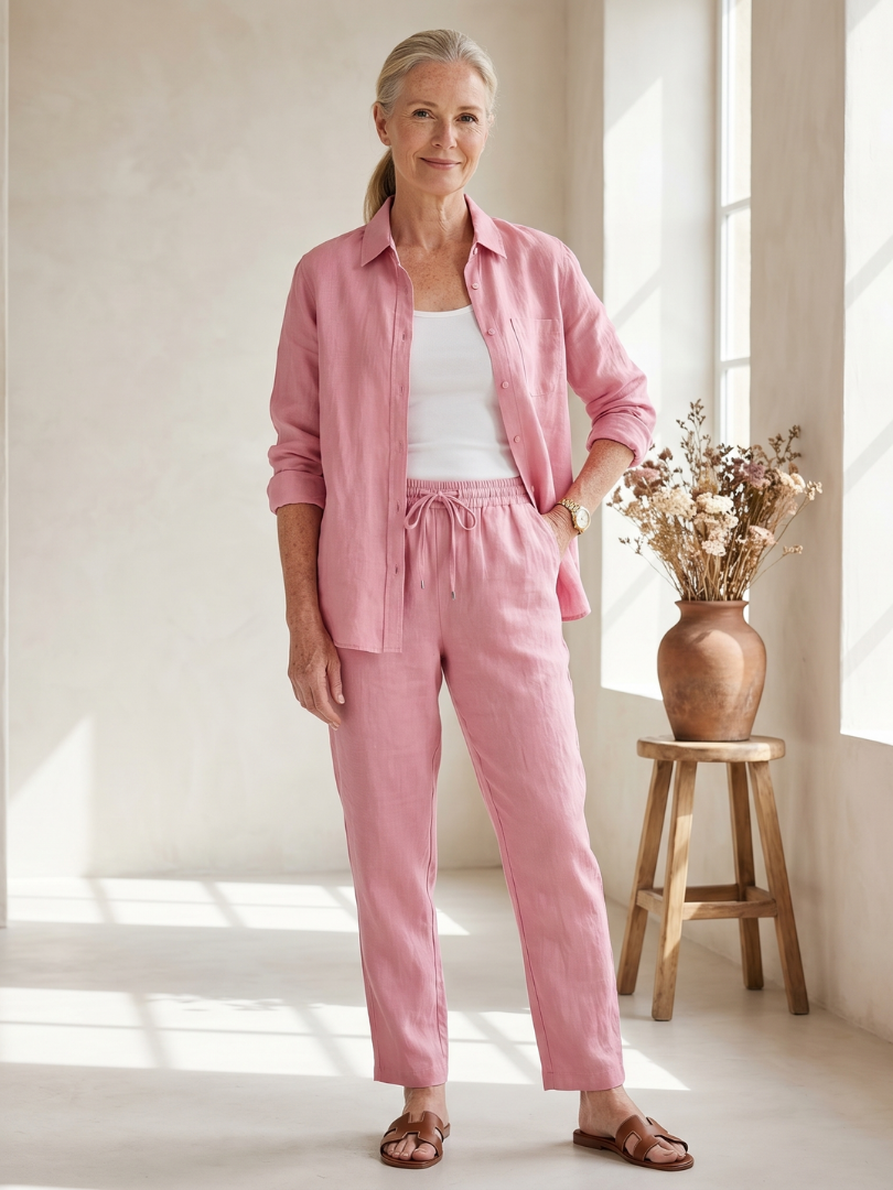 Long Sleeve Shirt and Tapered Pants Two Piece Set
