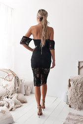 Lace Strapless High-slit Dress 8