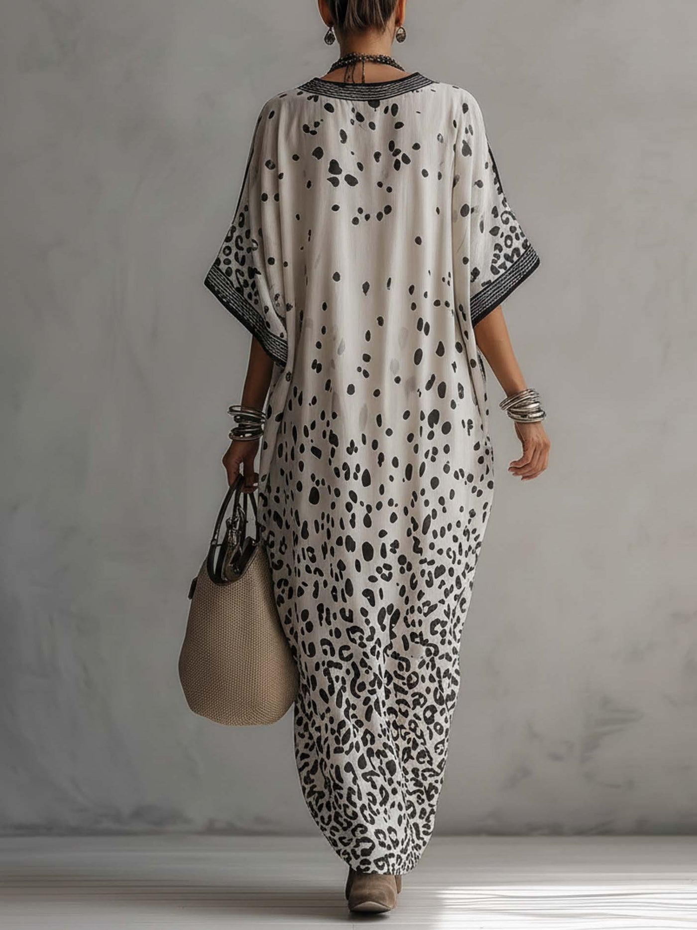 Animal Print V-Neck Kaftan Maxi Dress 5
