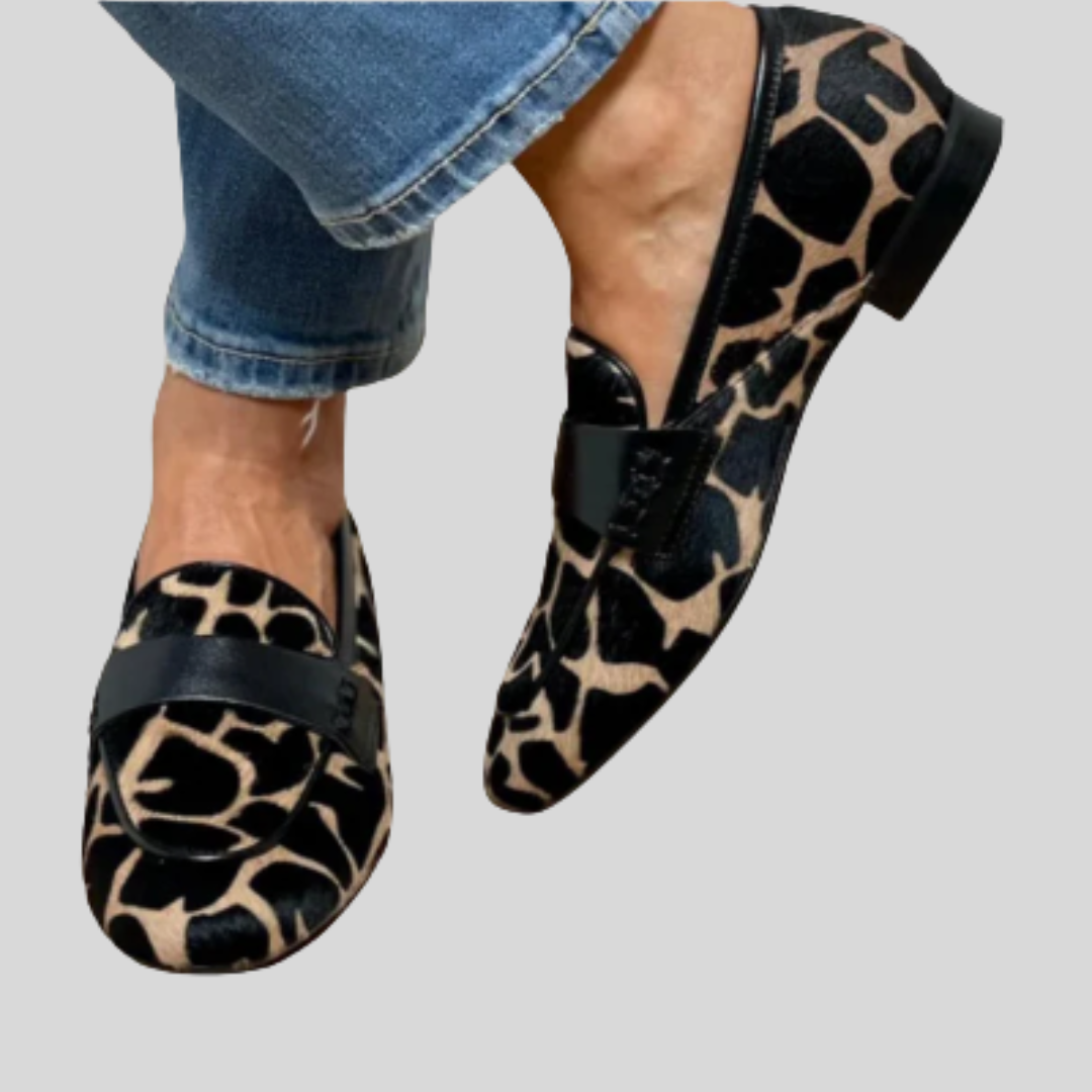 Leopard Print Buckle Loafers