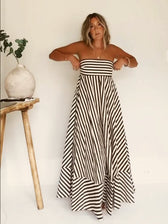 Strapless Striped A-Line Maxi Dress 8