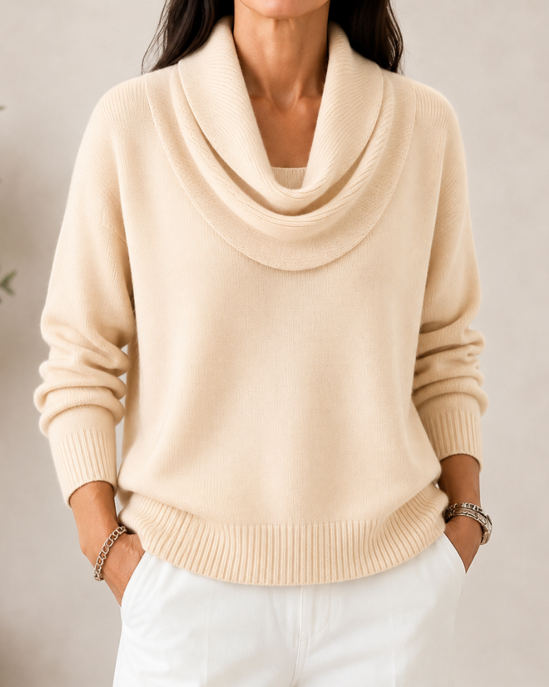 Cowl Neck Long Sleeve Knit Sweater