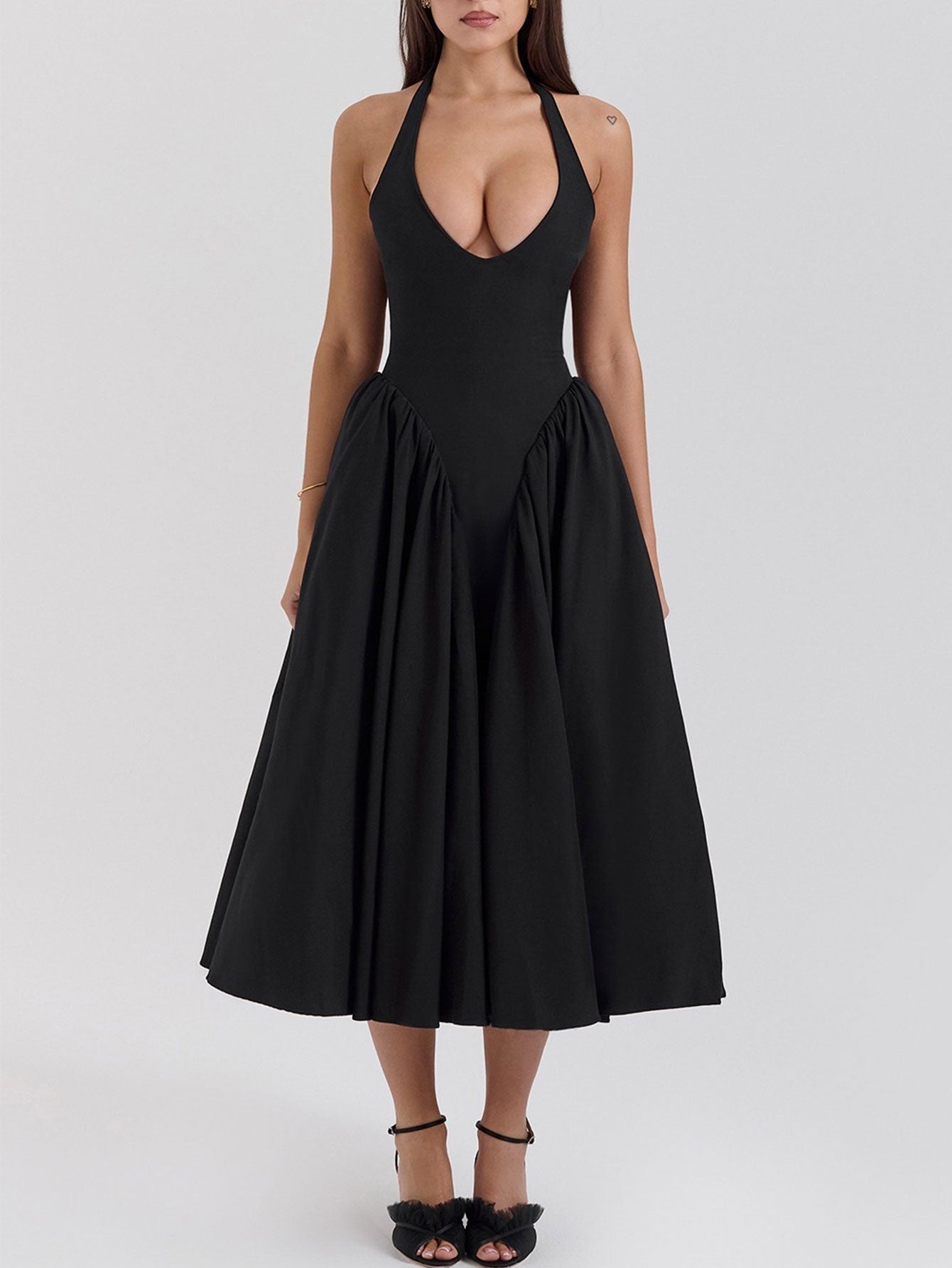 Exclusive Naomi Midi Dress with Deep V Neck Statement Occasion Edit