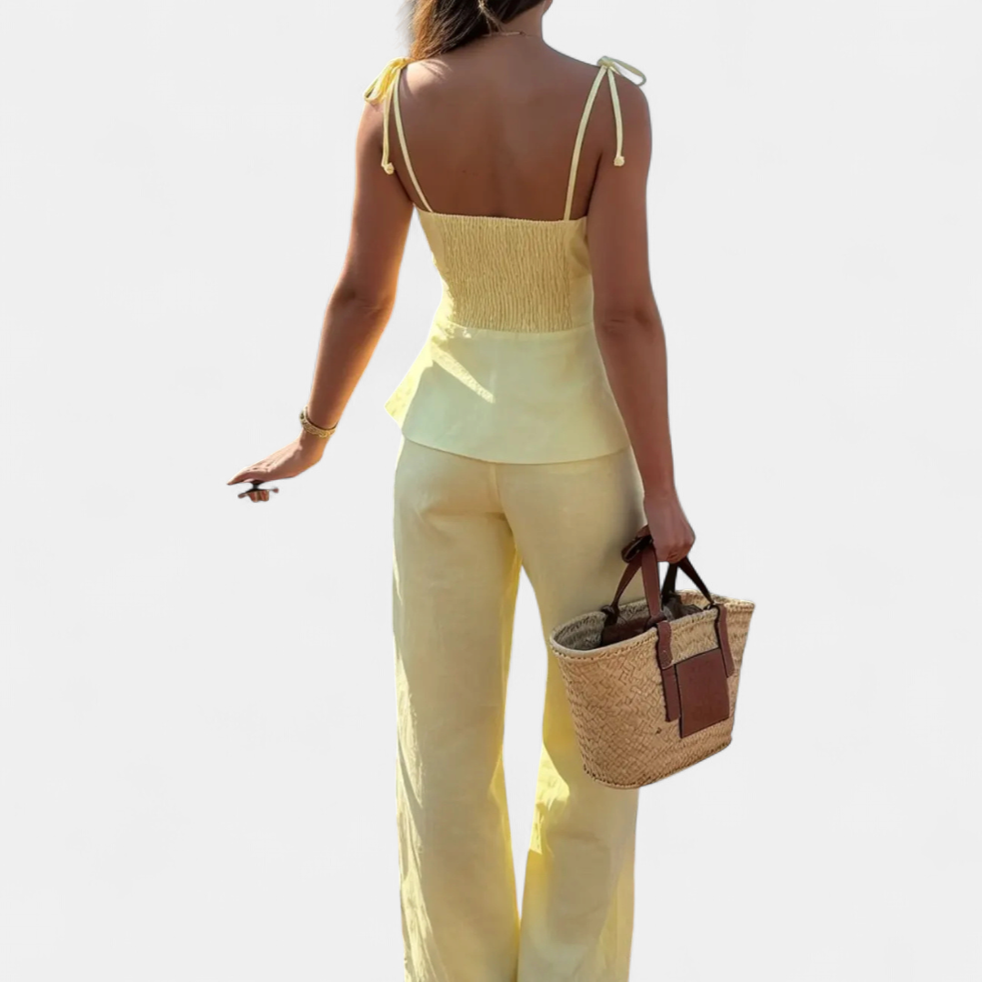 LUELLE™ – Ruffled Cami Wide-Leg Pants Two-Piece Set