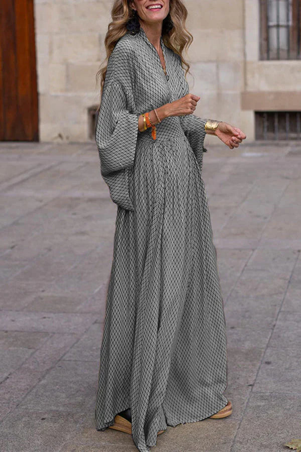 Mercedes Womens Geometric Long Dress with Relaxed Fit and Smart Casual Fashion